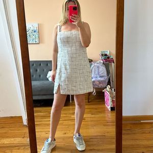 Abercrombie A&F white black check mini preppy dress sz XL (R5)